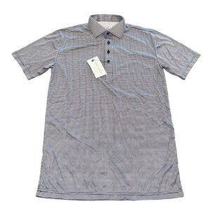 NWT Collars & Co Men's S/M Dress Collar Polo Shirt Black Houndstooth Performance